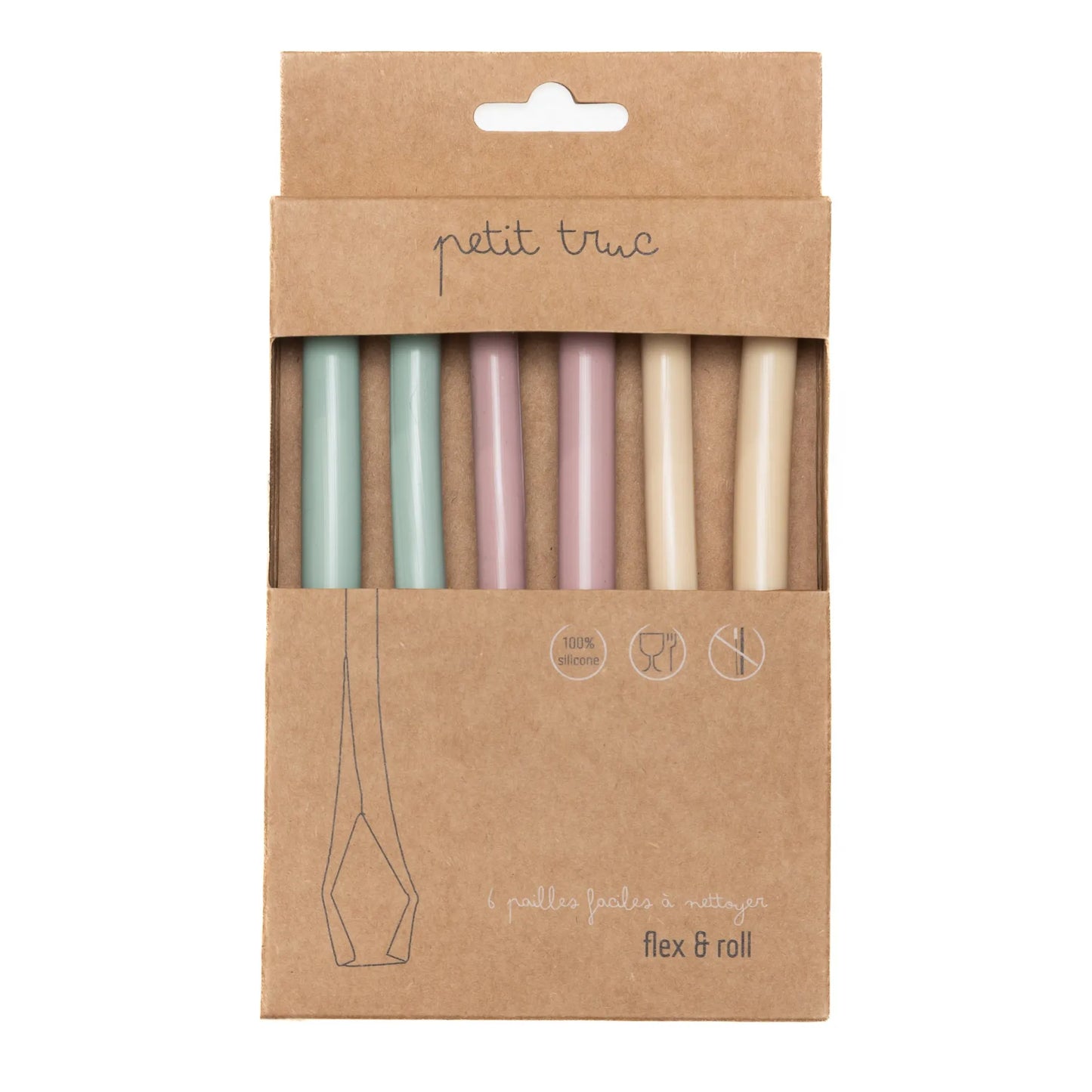 Flex and Roll Silicon Straws - Set of 6