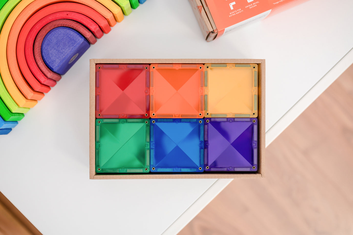 Magnetic Tiles - 42 pc Rainbow Square Pack