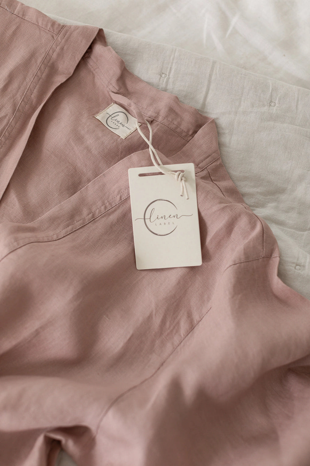 French Linen Robe - Dusty Rose