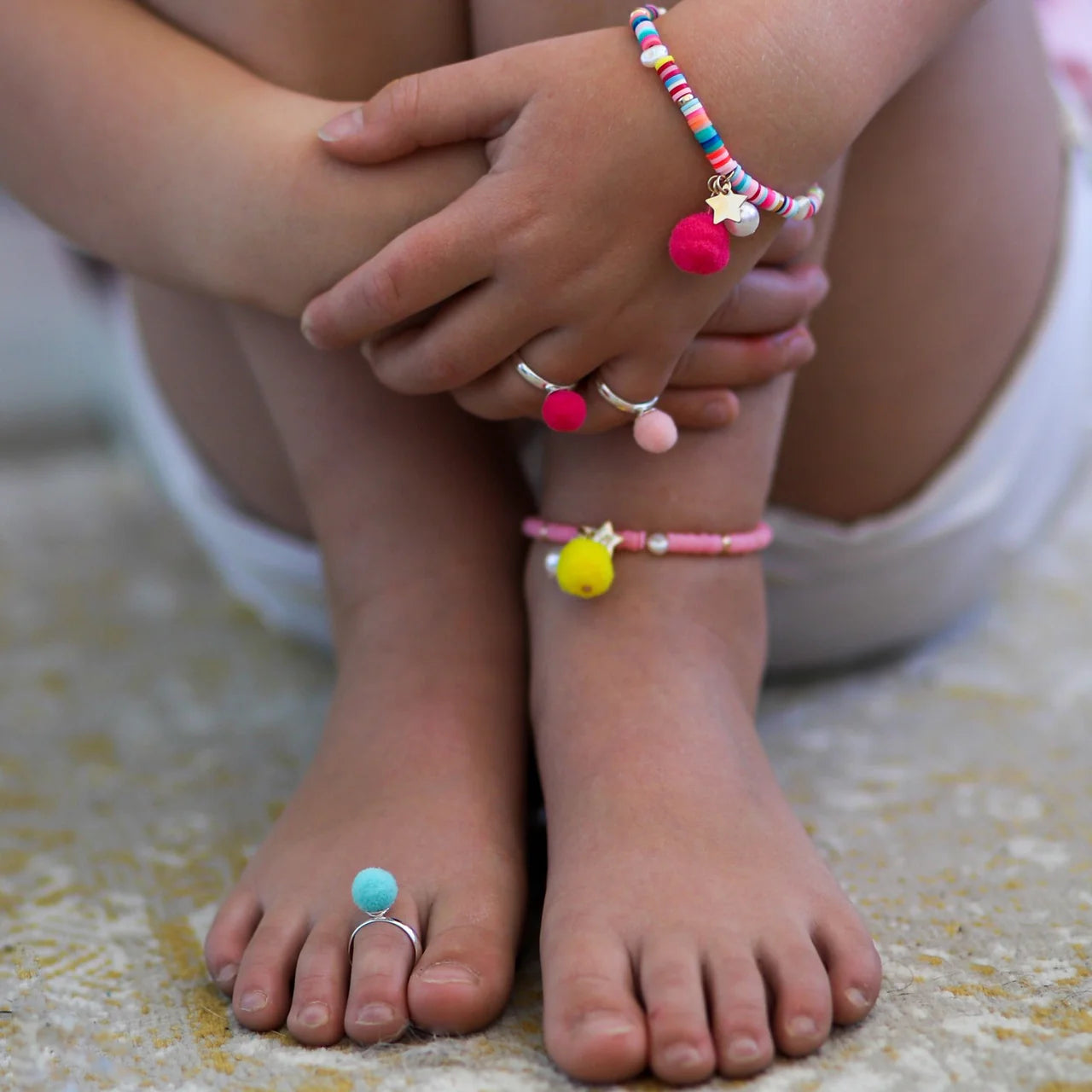 Bracelet - Rainbow with Pom Pom and Pearl