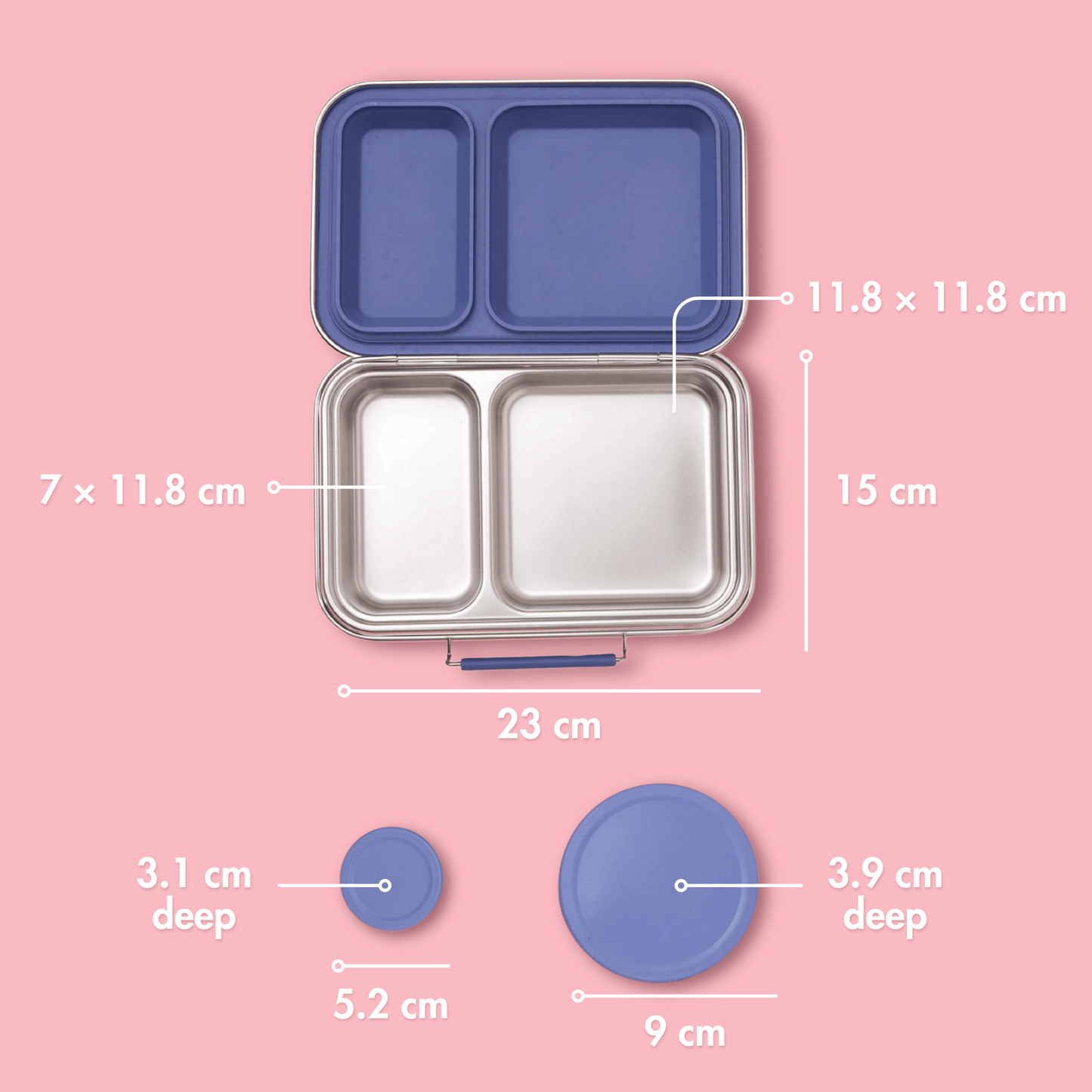 Two Compartment Leak Proof Stainless Steel Lunchbox - Indigo