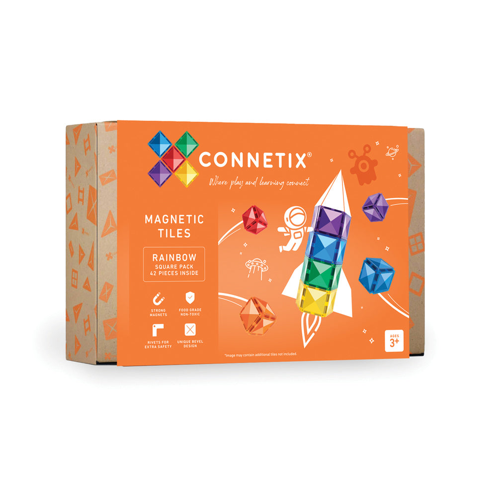 Magnetic Tiles - 42 pc Rainbow Square Pack