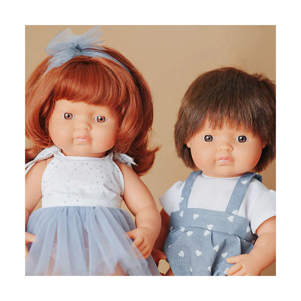 Miniland Doll 38cm Caucasian Red Hair - Girl - Clothed - My Friends & Me