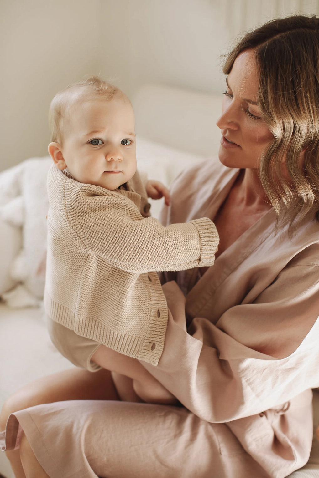 French Linen Robe - Dusty Rose