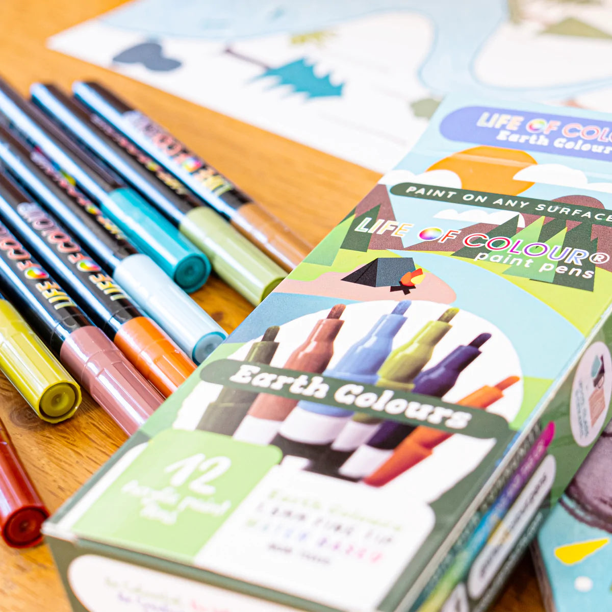 Fine Tip Acrylic Paint Pens - Set of 12 - Earth