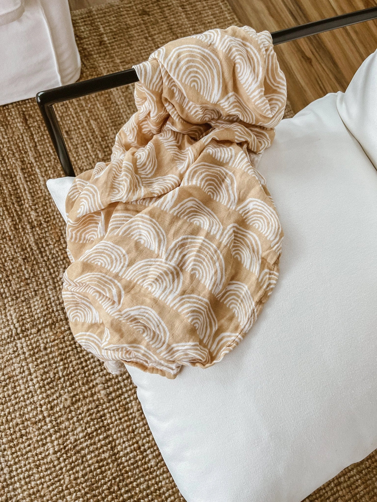 Organic Bamboo Cotton Baby Swaddle/Wrap - Toffee Rainbow