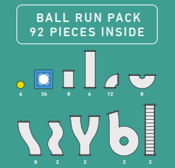 Magnetic Tiles - 92 pc Rainbow Ball Run Pack
