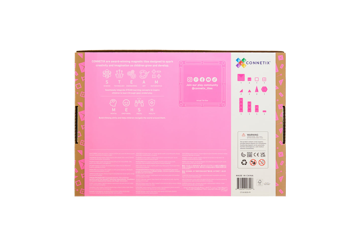 Connetix Magnetic Tiles - 20pc Charity Pack - Pink - NEW!!!