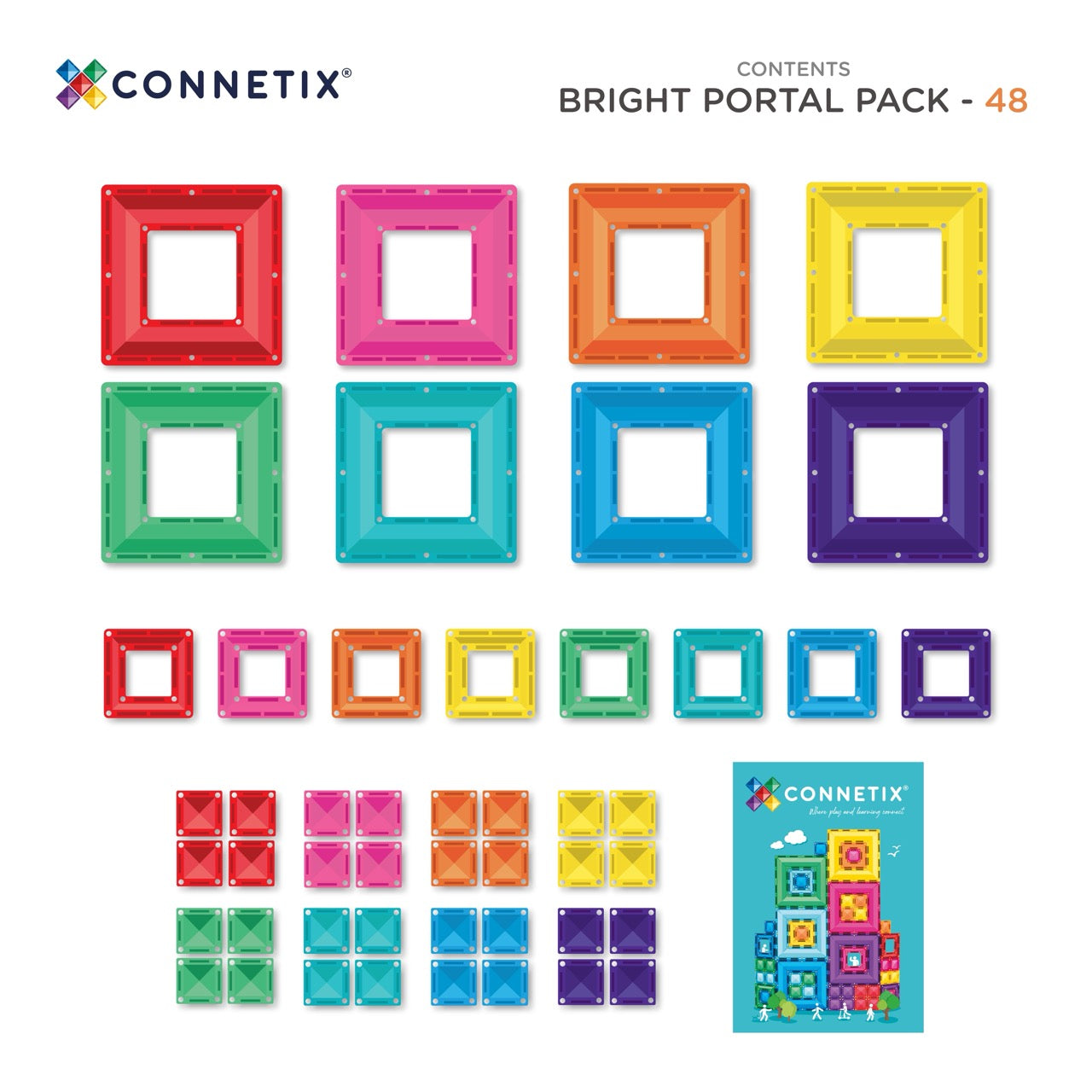 Connetix Magnetic Tiles - 48pc Portal Pack - Brights - NEW!!!