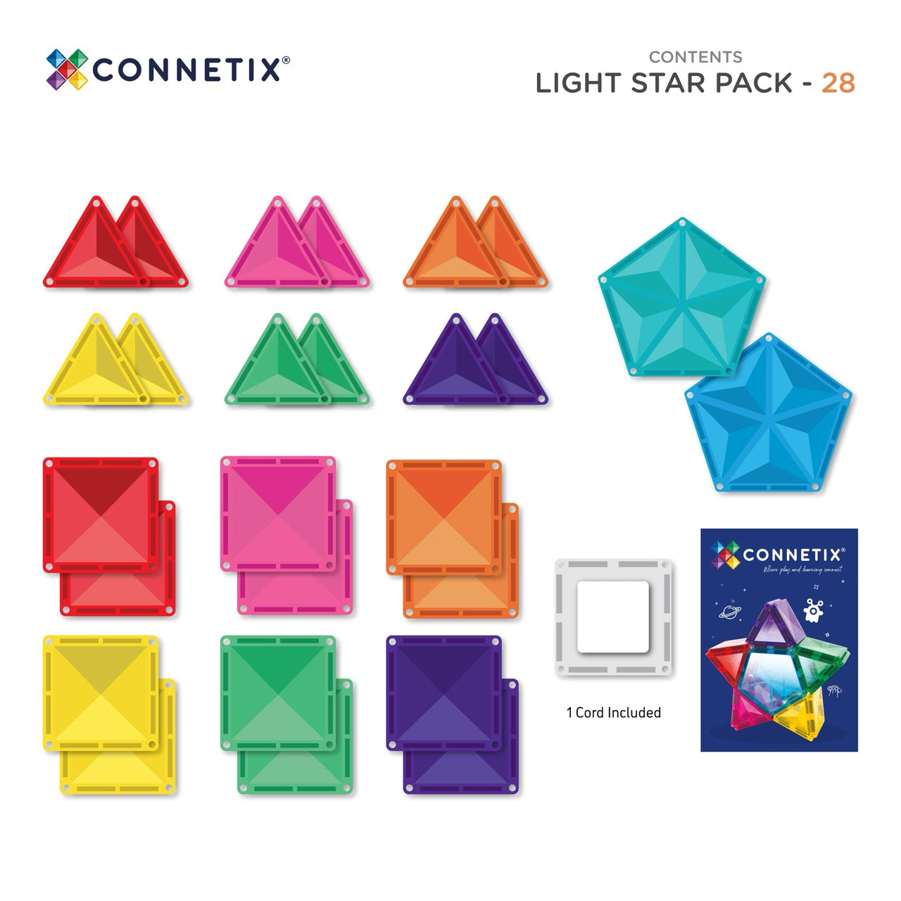 Connetix Magnetic Tiles - 28pc Light Star Pack - NEW!!!