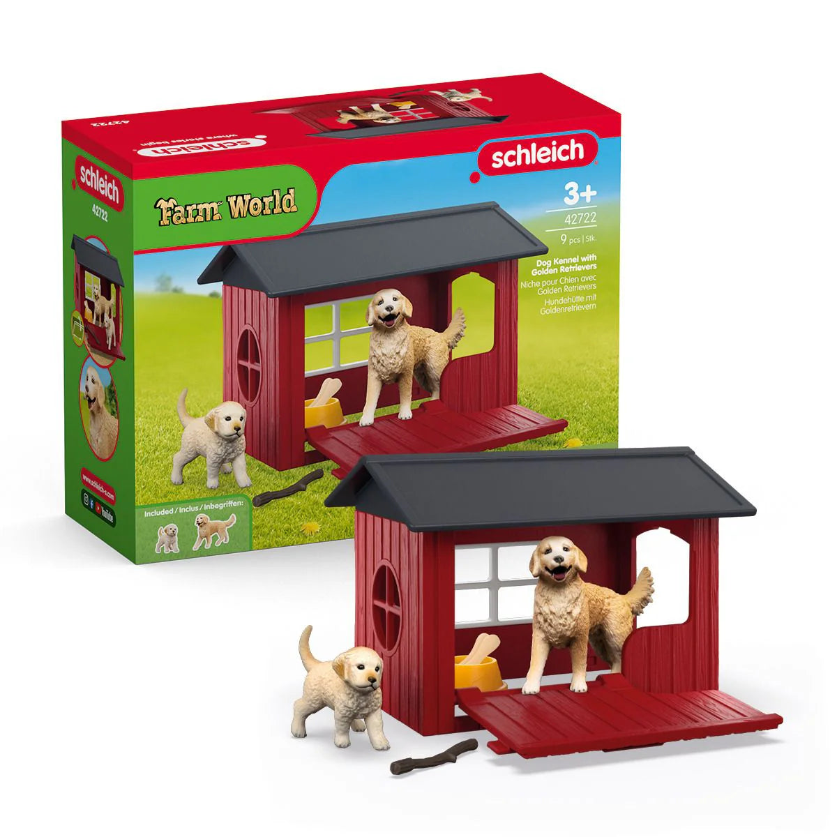 Dog Kennel with Golden Retrievers