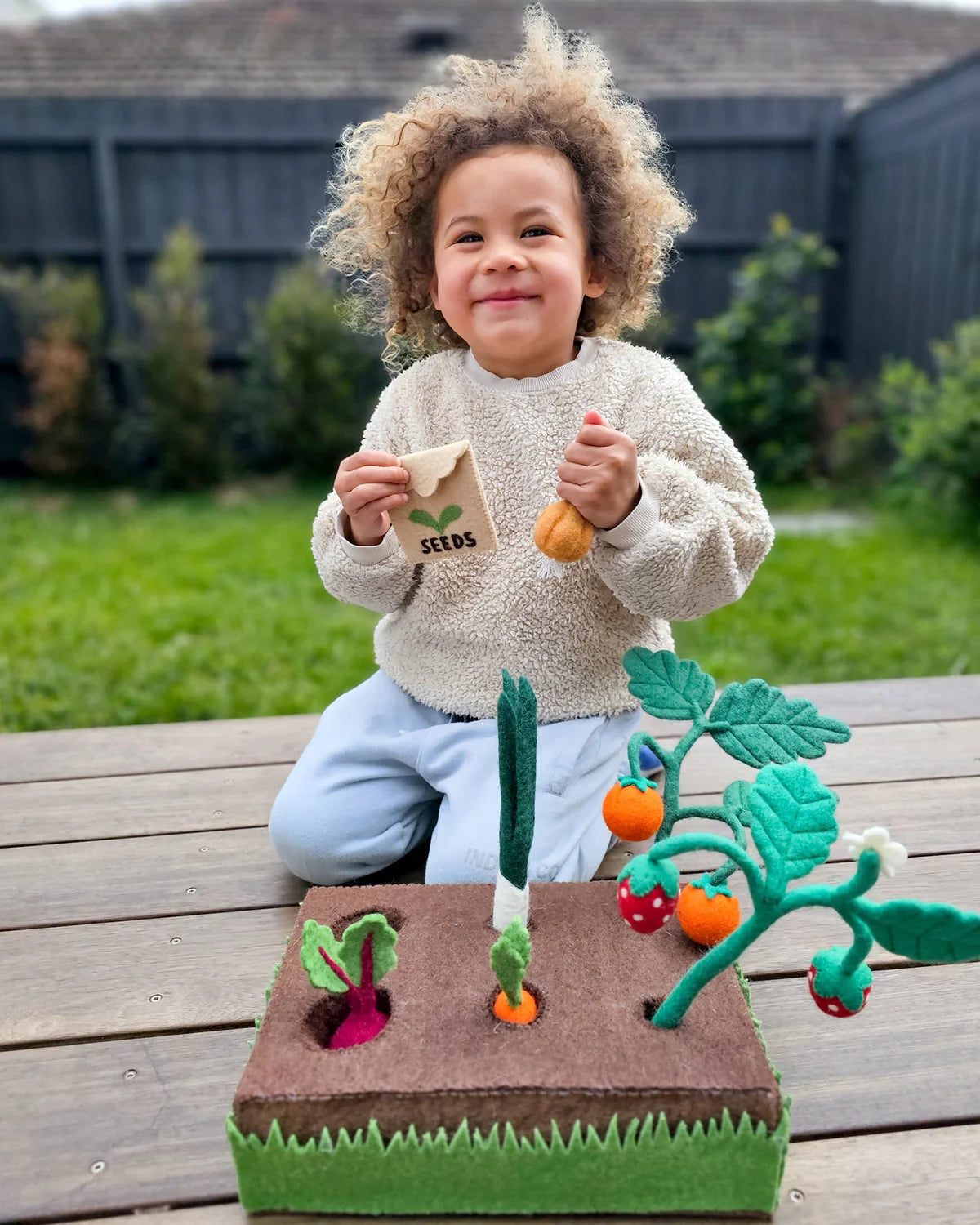 Grow Your Own Garden - Felt Planter Box With Sprouts And Vegetables