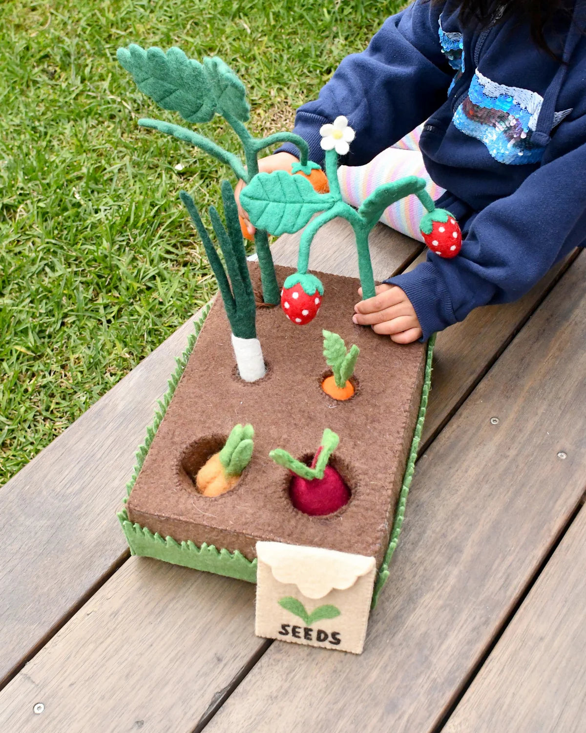 Grow Your Own Garden - Felt Planter Box With Sprouts And Vegetables