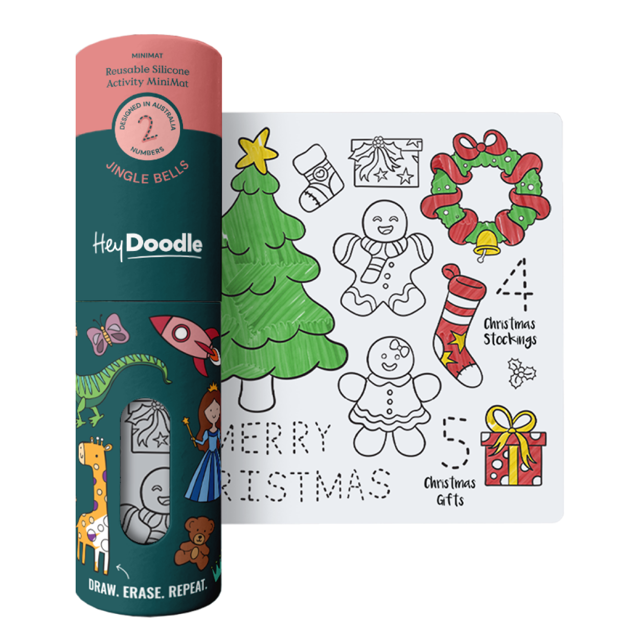 HeyDoodle Wipeable Colouring In - MINI - Jingle Bells