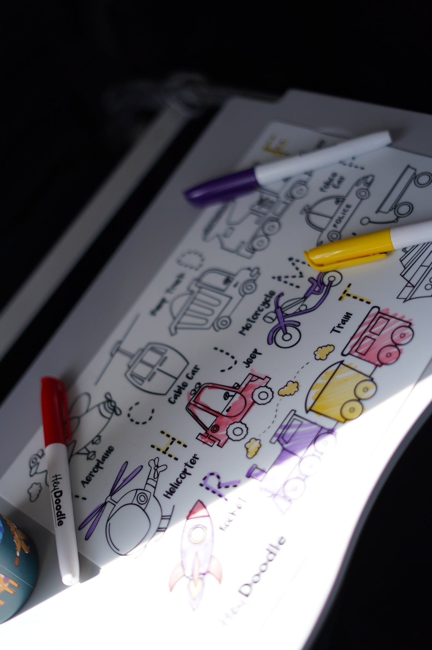 HeyDoodle Wipeable Colouring In - MINI - Toot Toot