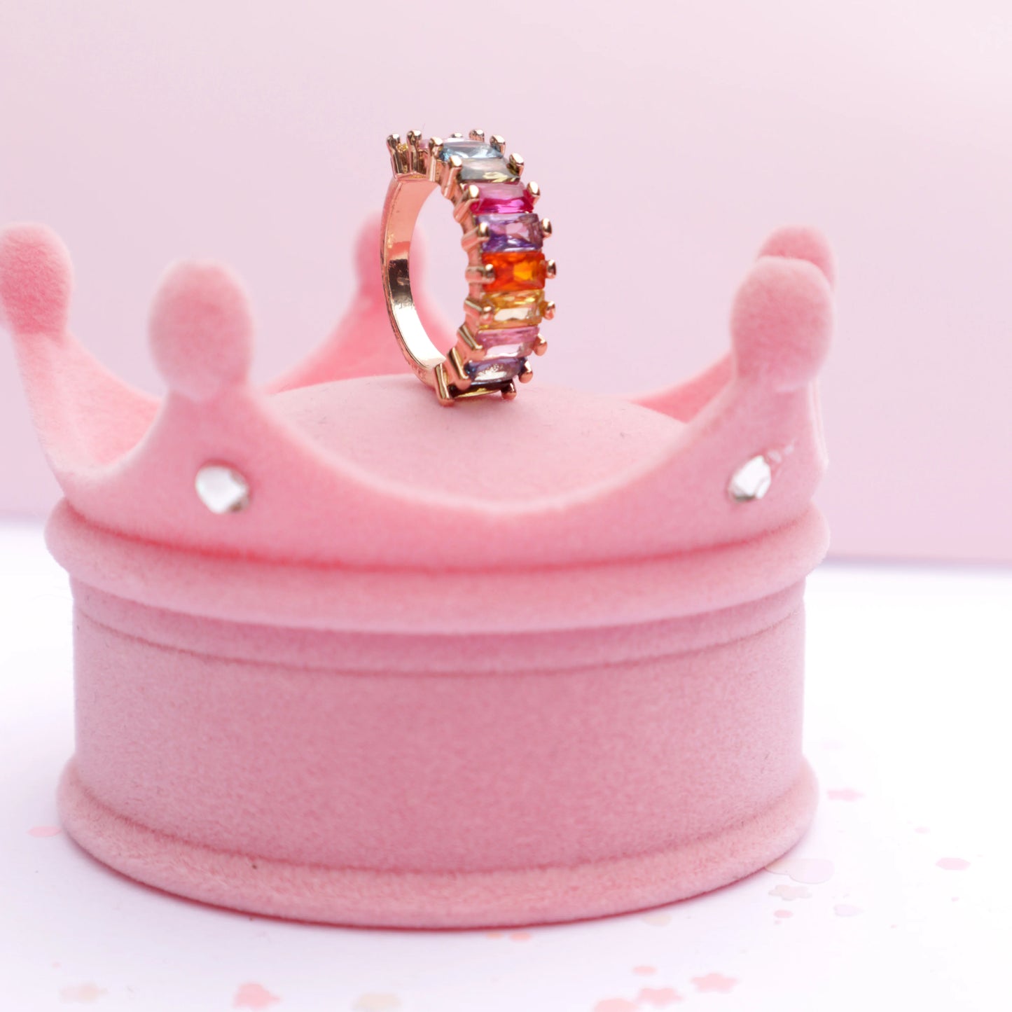 PRE ORDER - Ring - Endless Rainbow in Velvet Crown Box