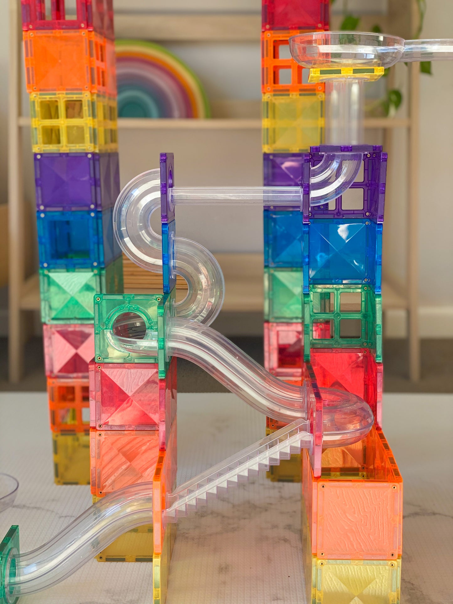 Magnetic Tiles - 92 pc Rainbow Ball Run Pack