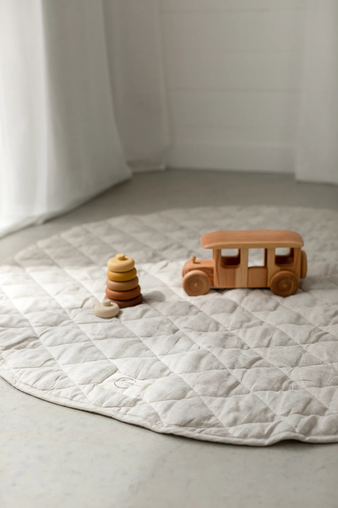 Linen Play Mat - Oat and Gingham
