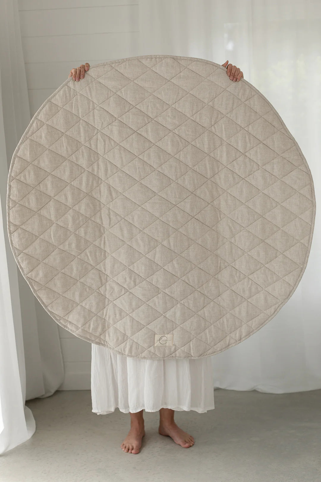Linen Play Mat - Oat and Gingham