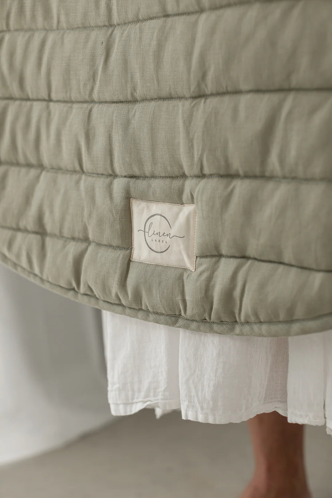 Linen Play Mat - Soft Sage and Pinstripe