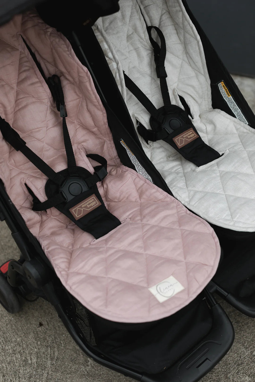 Linen Pram Liner - Oatmeal and Gingham
