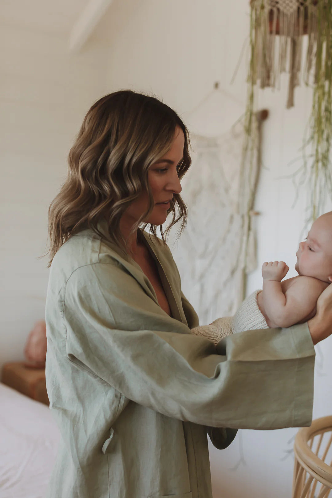French Linen Robe - Soft Sage