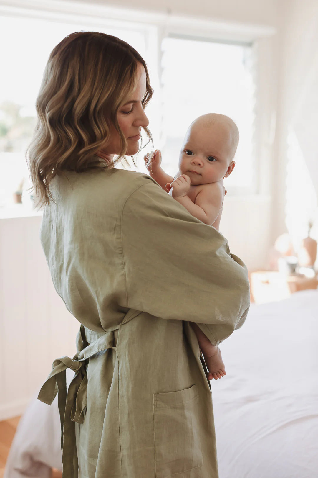 French Linen Robe - Soft Sage
