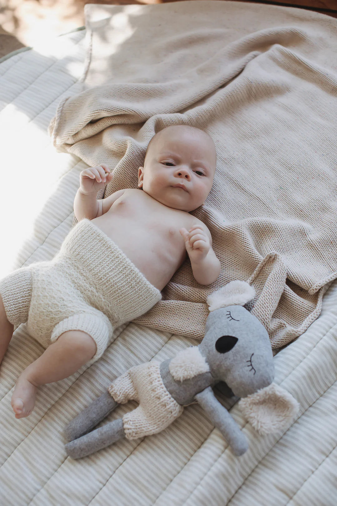 Linen Play Mat - Soft Sage and Pinstripe