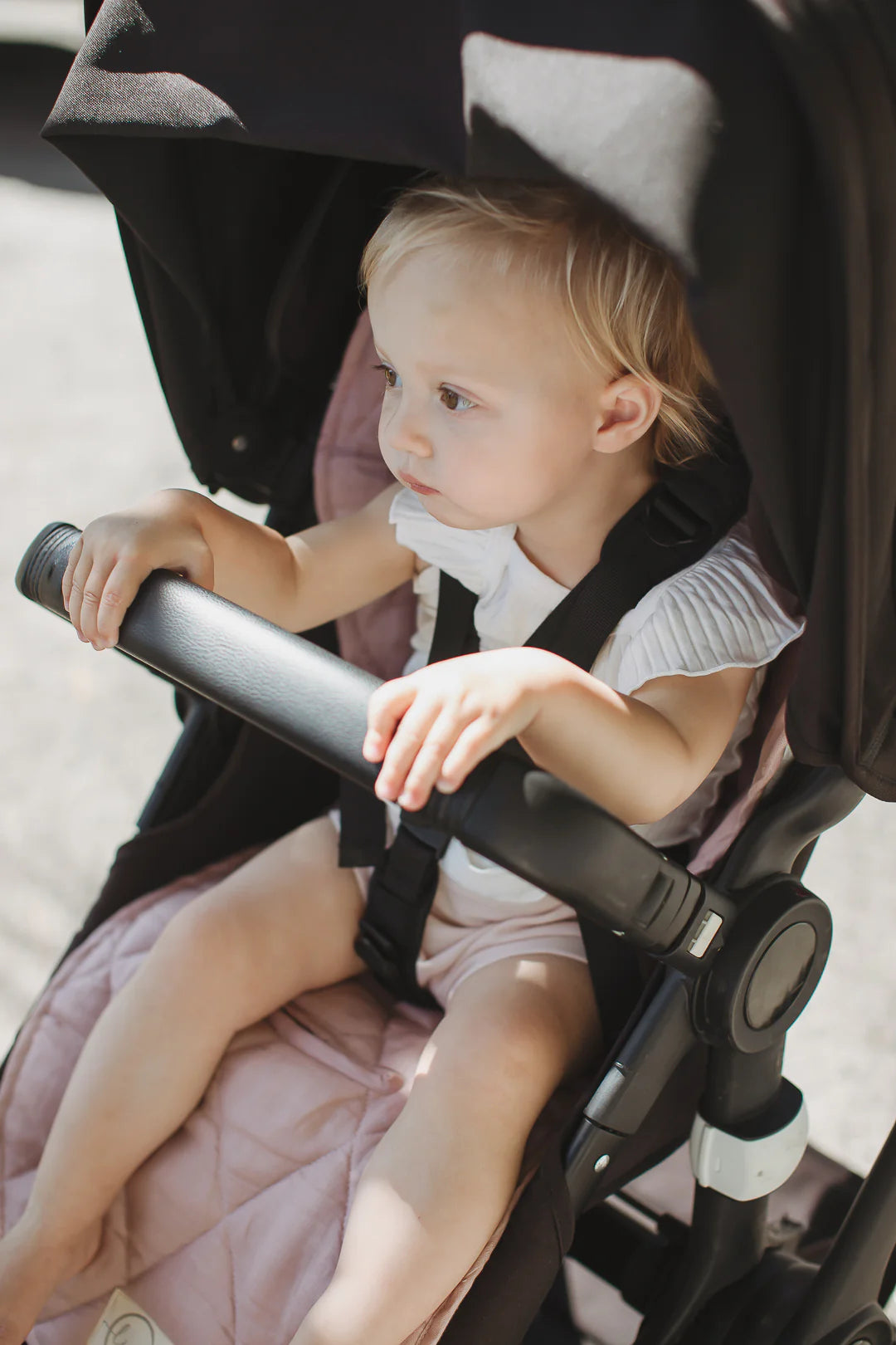 Linen Pram Liner - Dusty Rose and Gingham