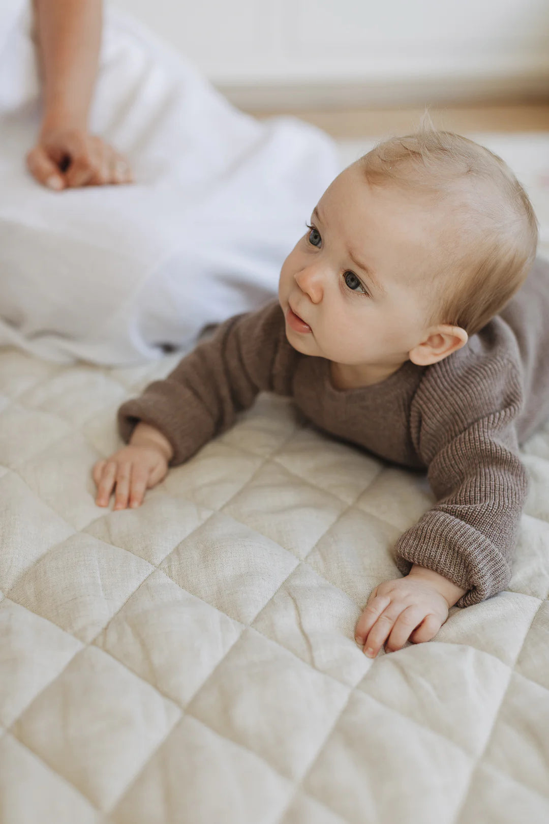 Linen Play Mat - Oat and Gingham