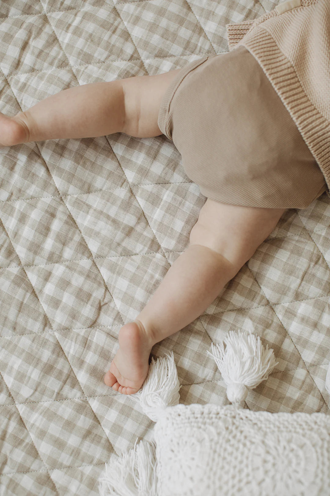 Linen Play Mat - Oat and Gingham