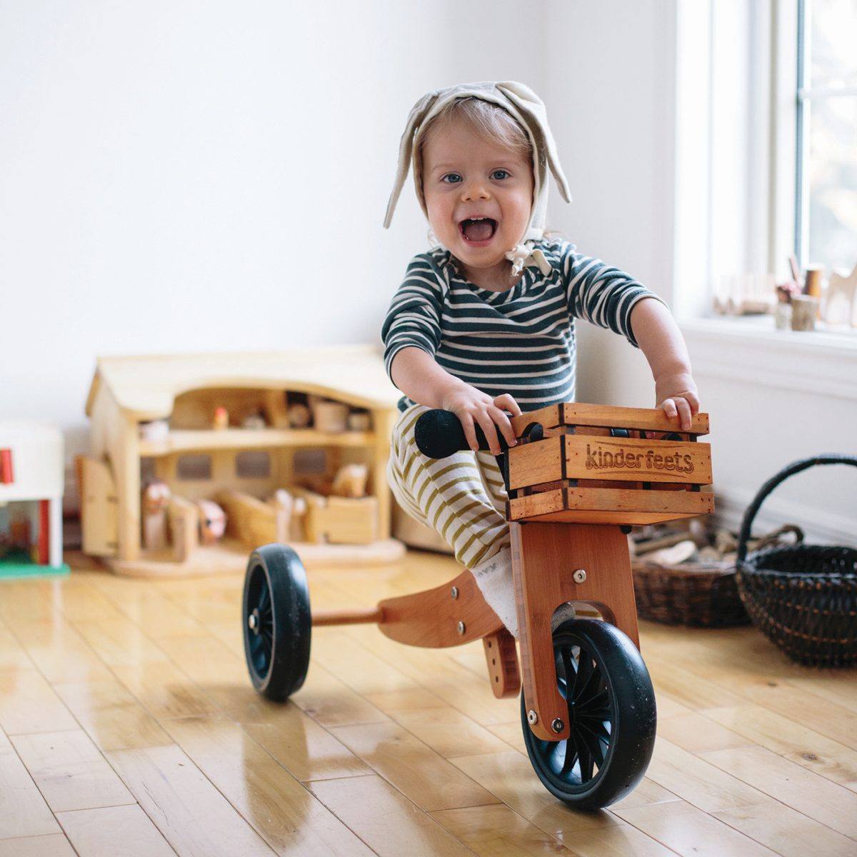 Kinderfeets Wicker Rattan Bike Crate