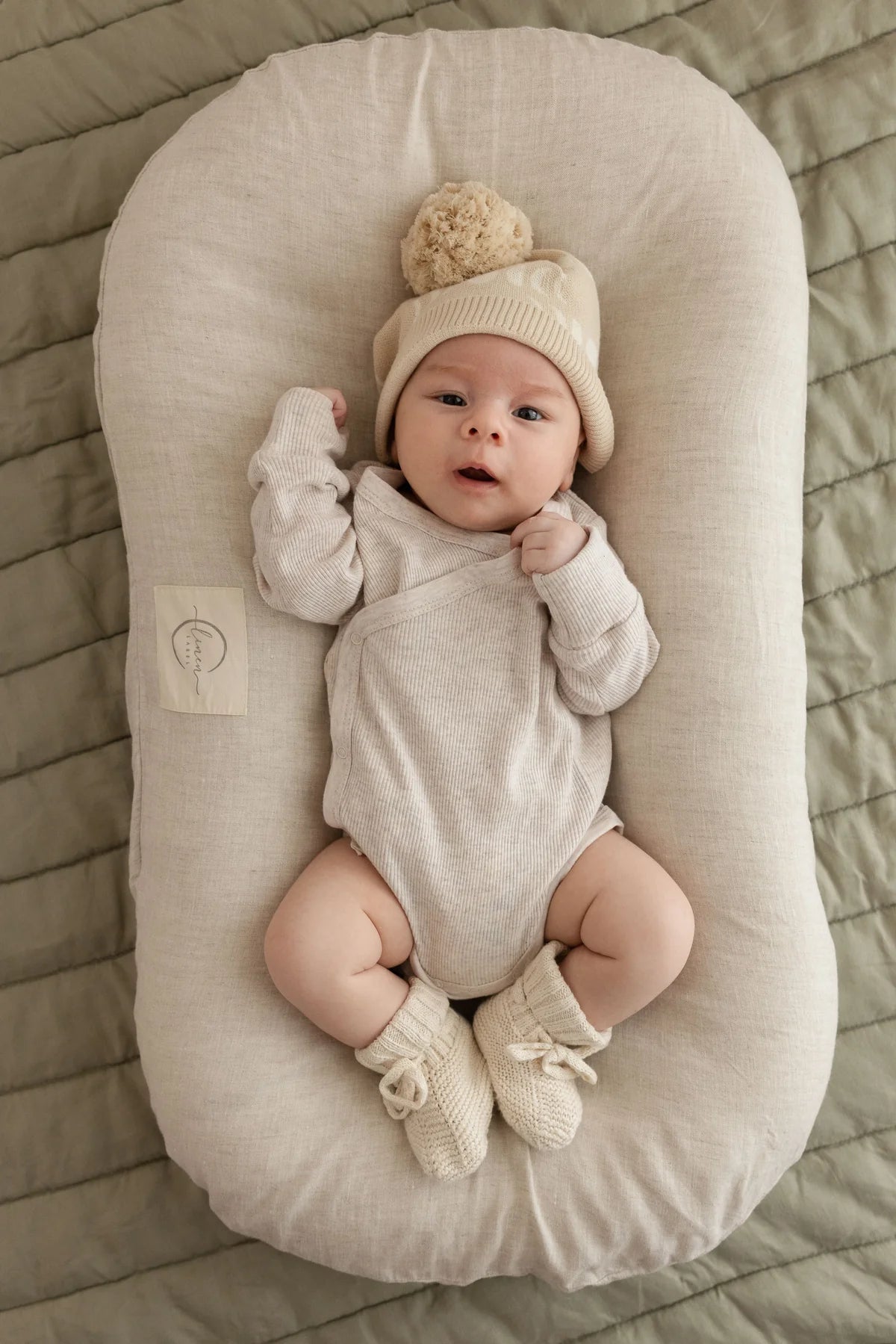 Baby Lounger Nest and Cover Natural Oat Linen – Our Little Darlings