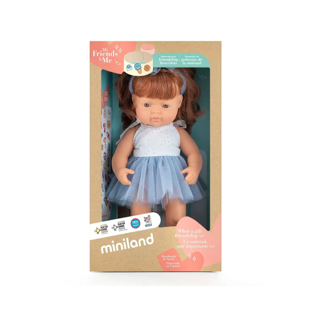 Miniland Doll 38cm Caucasian Red Hair - Girl - Clothed - My Friends & Me