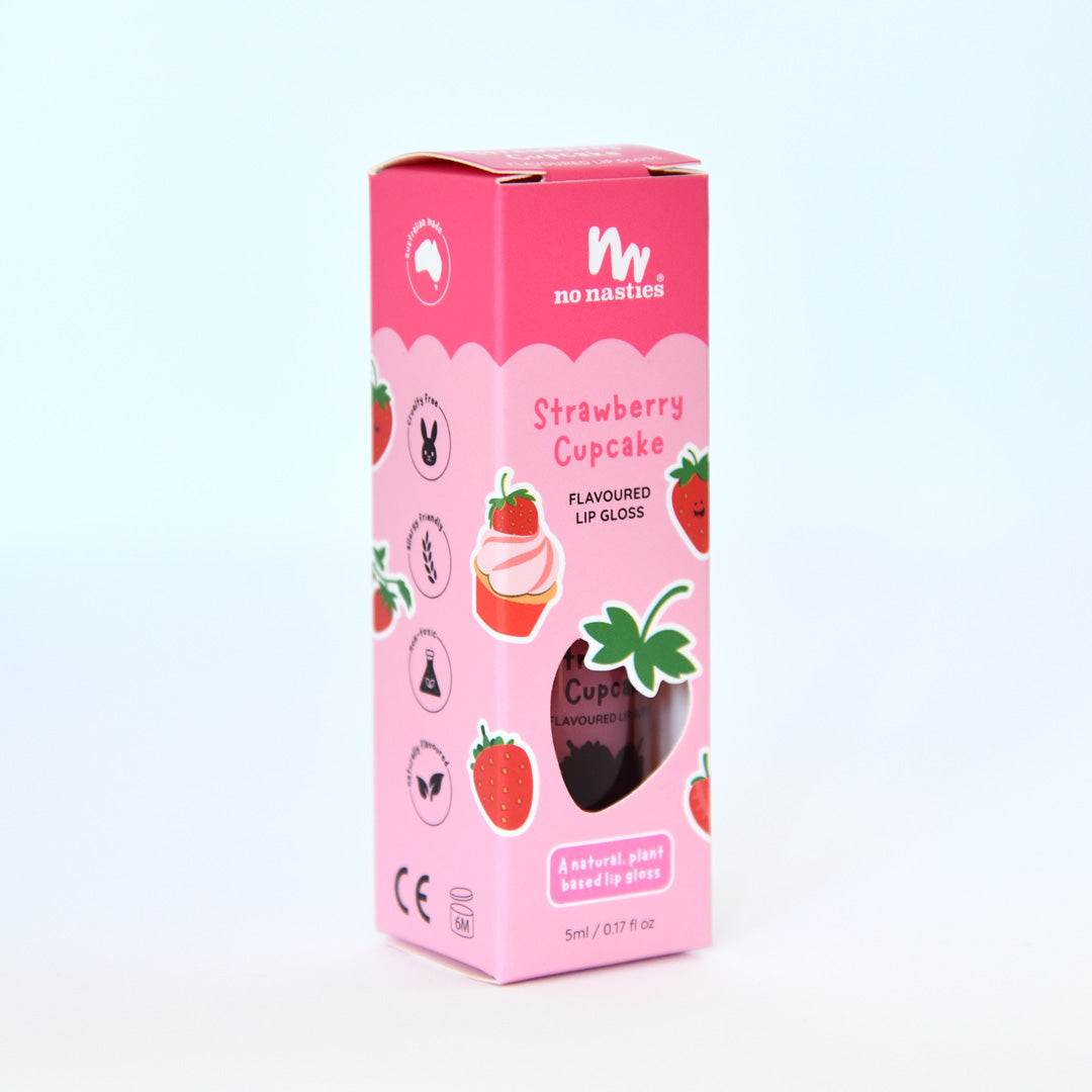 Scented Natural Lip Gloss -Strawberry Cupcake - Shimmery Pastel Pink