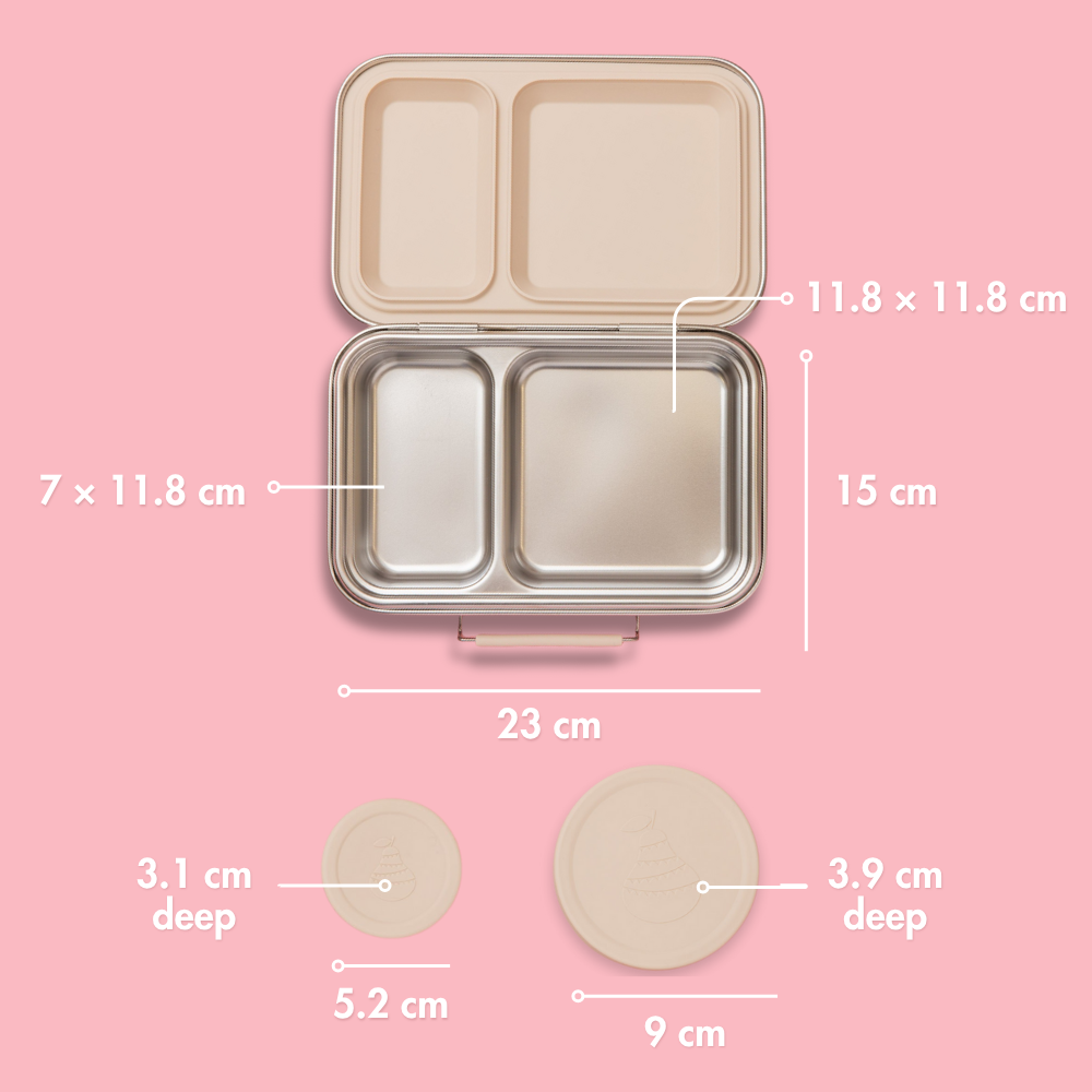 Two Compartment Leak Proof Stainless Steel Lunchbox - Oatmeal