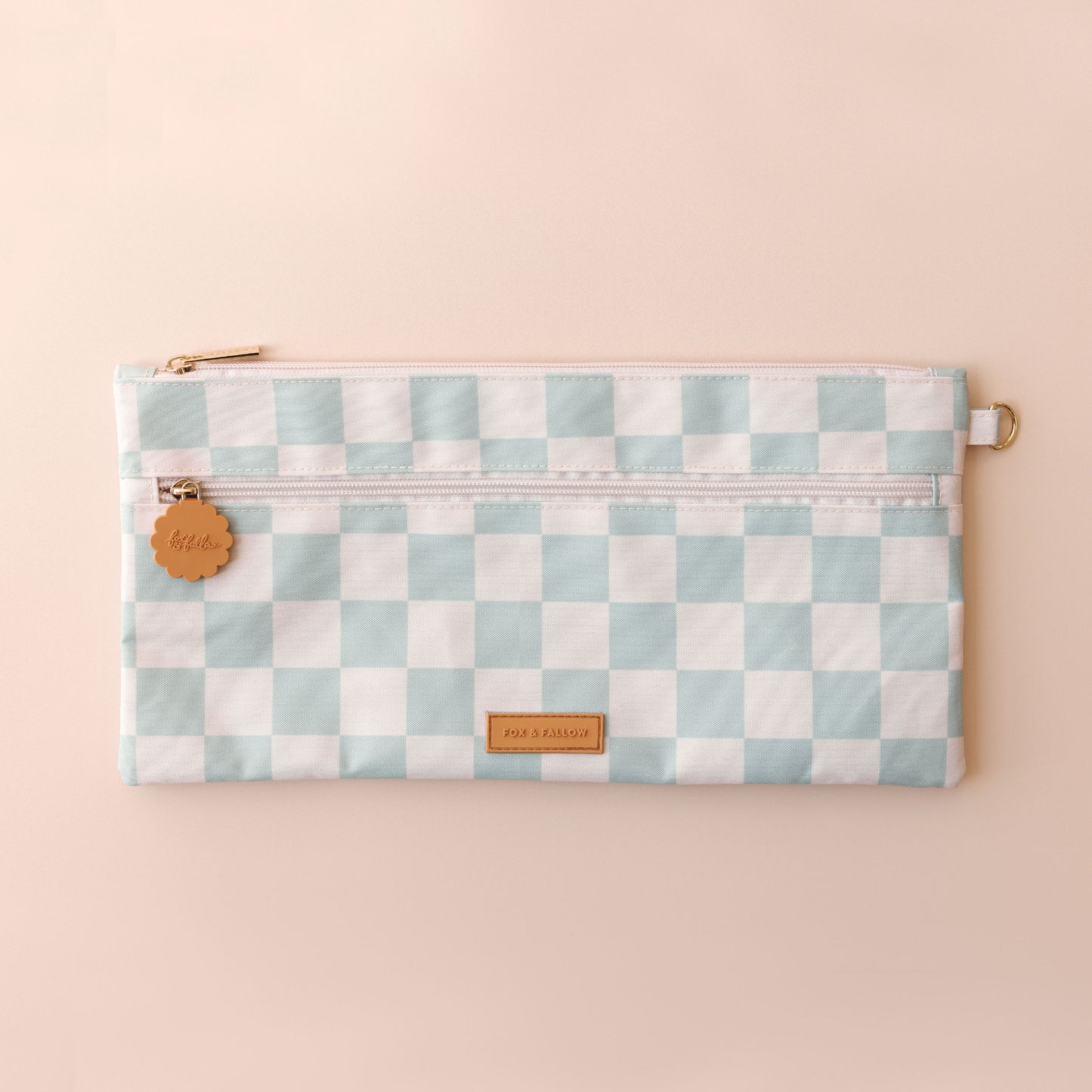 Large Pencil Case - Sage Check