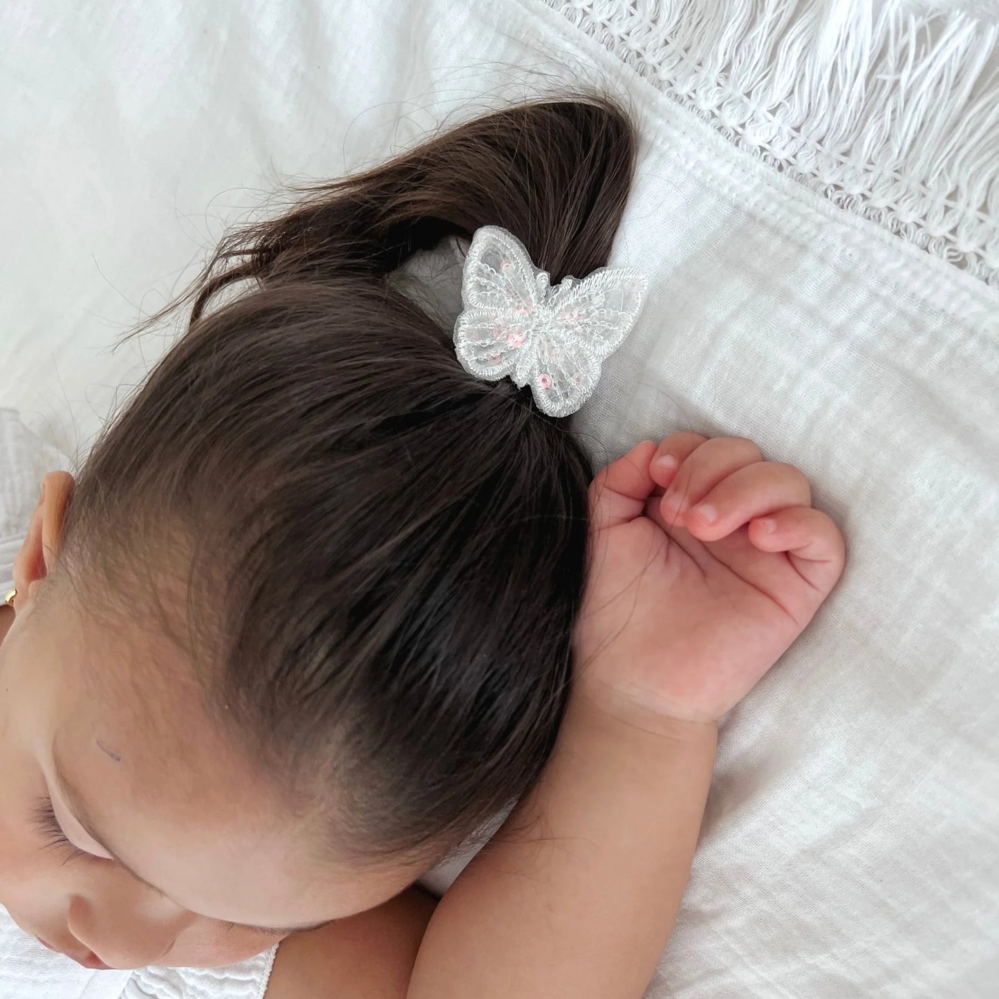 Hair Clips - Sequin Butterfly - White