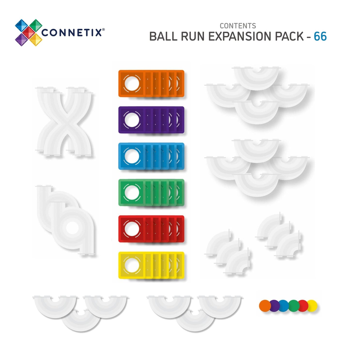 Magnetic Tiles - 66 pc Rainbow Ball Run Expansion Pack