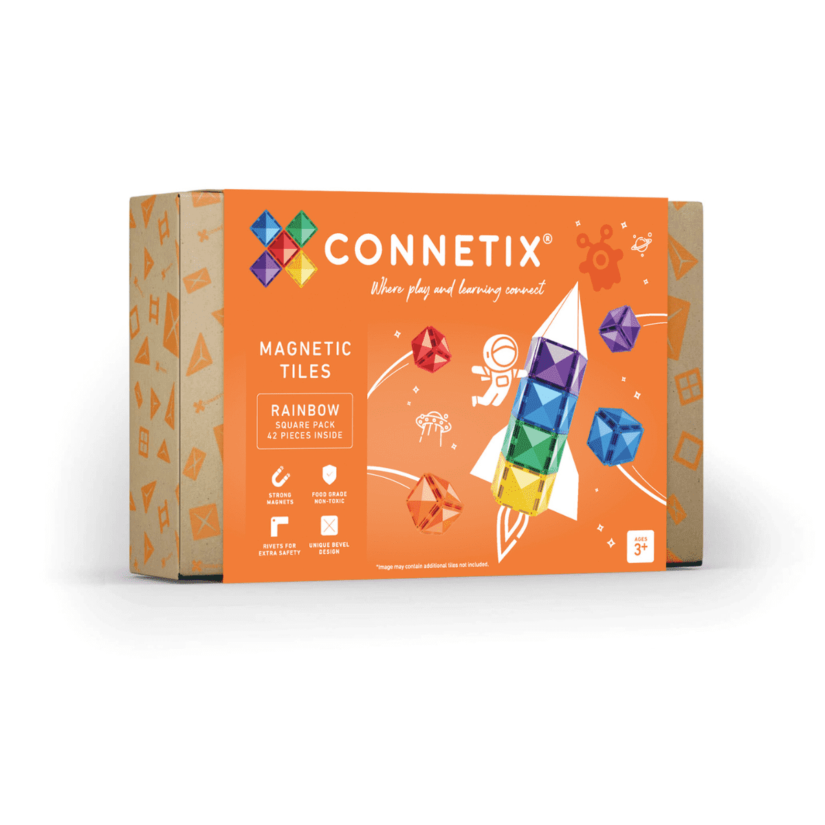 Magnetic Tiles - 42 pc Rainbow Square Pack