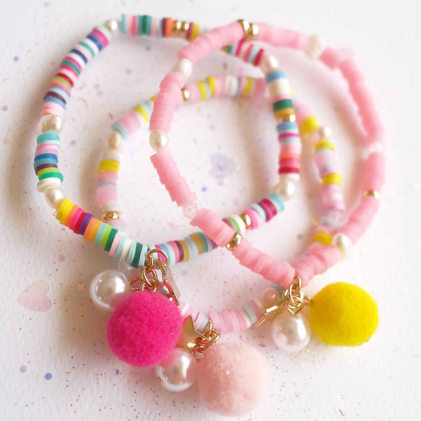 Bracelet - Rainbow with Pom Pom and Pearl