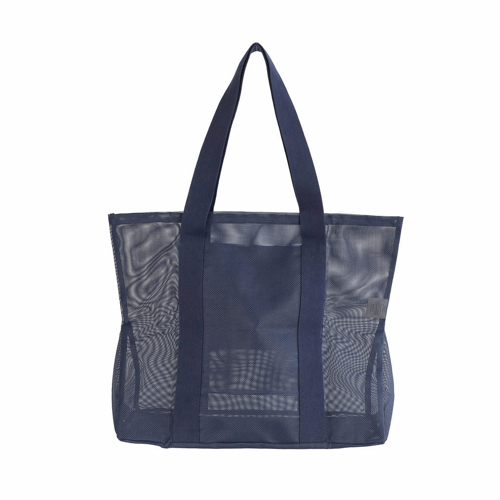 Back image of sand kids beach bag mini in deep sea. Studio image.