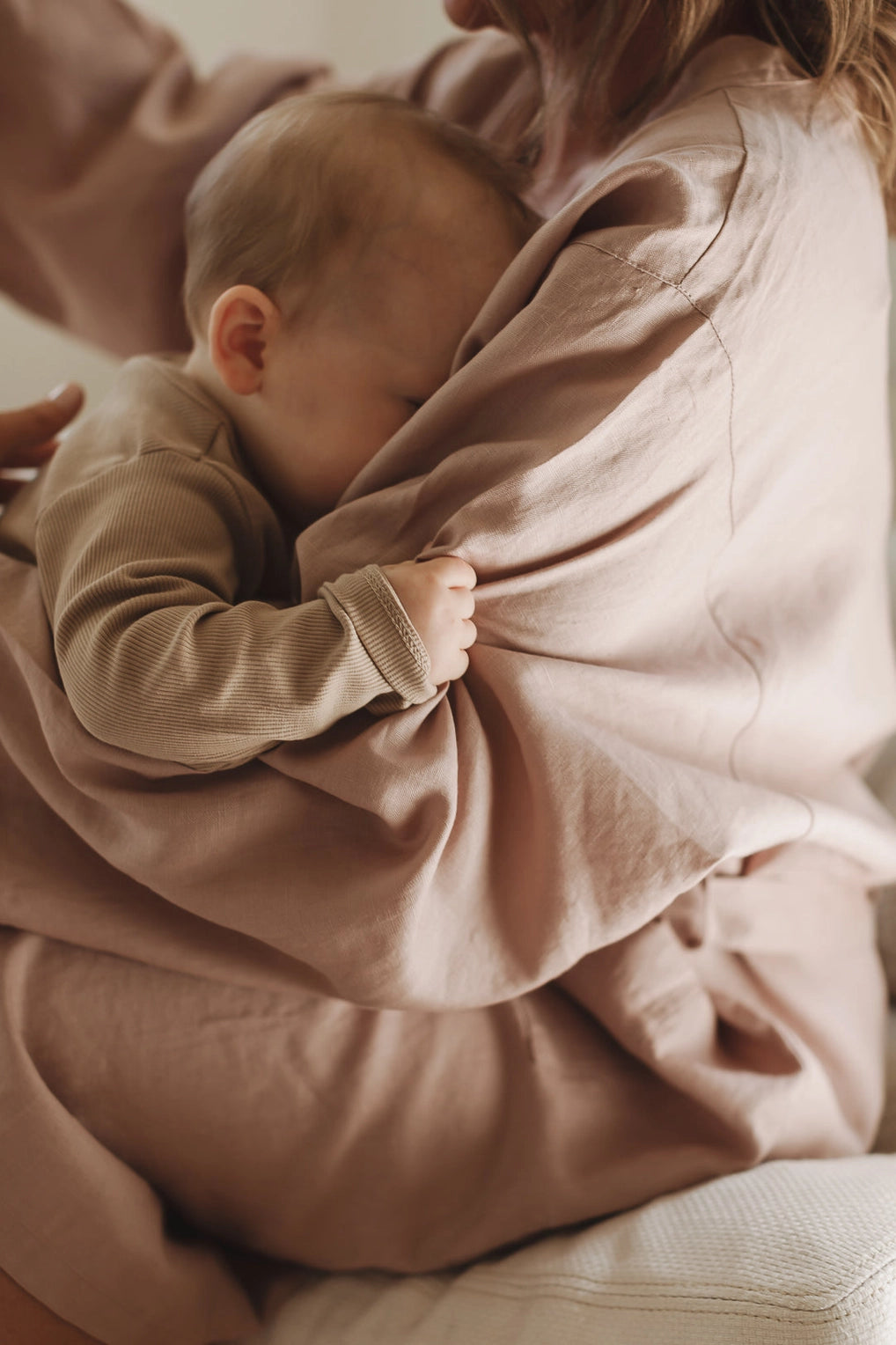 French Linen Robe - Dusty Rose