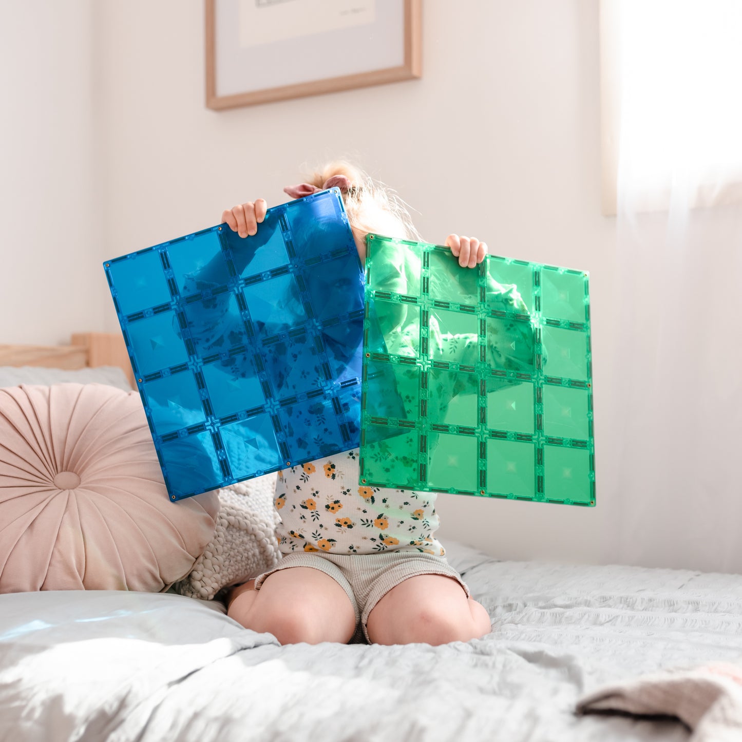 Magnetic Tiles - 2 pc Rainbow Blue & Green Base Plates