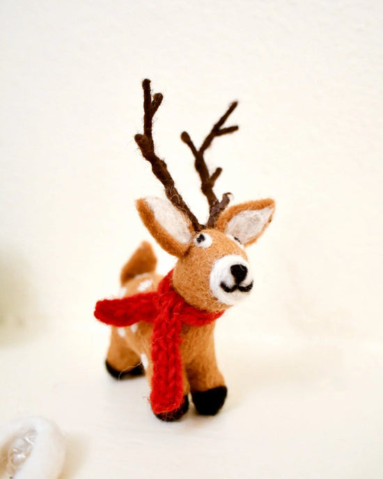 Felt Reindeer with Red Scarf