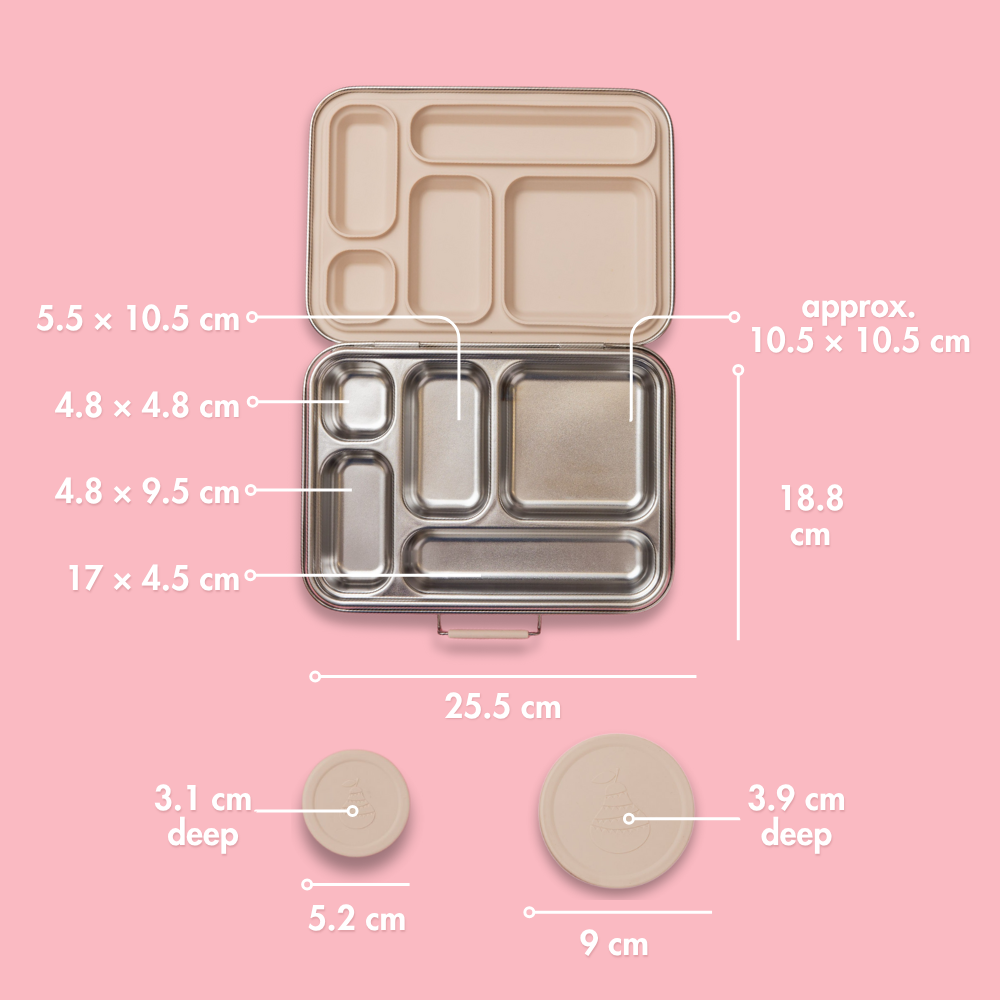 Five Compartment Leakproof Stainless Steel Lunchbox - Oatmeal