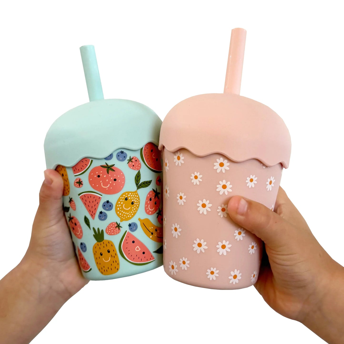Smoothie Cup and Straw 200mls - Happy Fruits - Blue