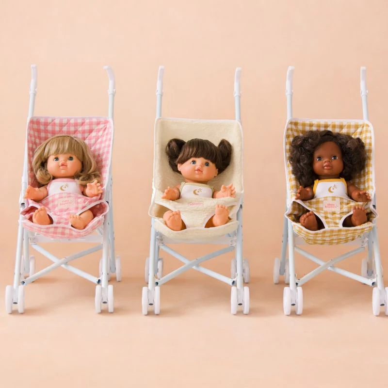 Folding Dolls Stroller - Mustard Gingham