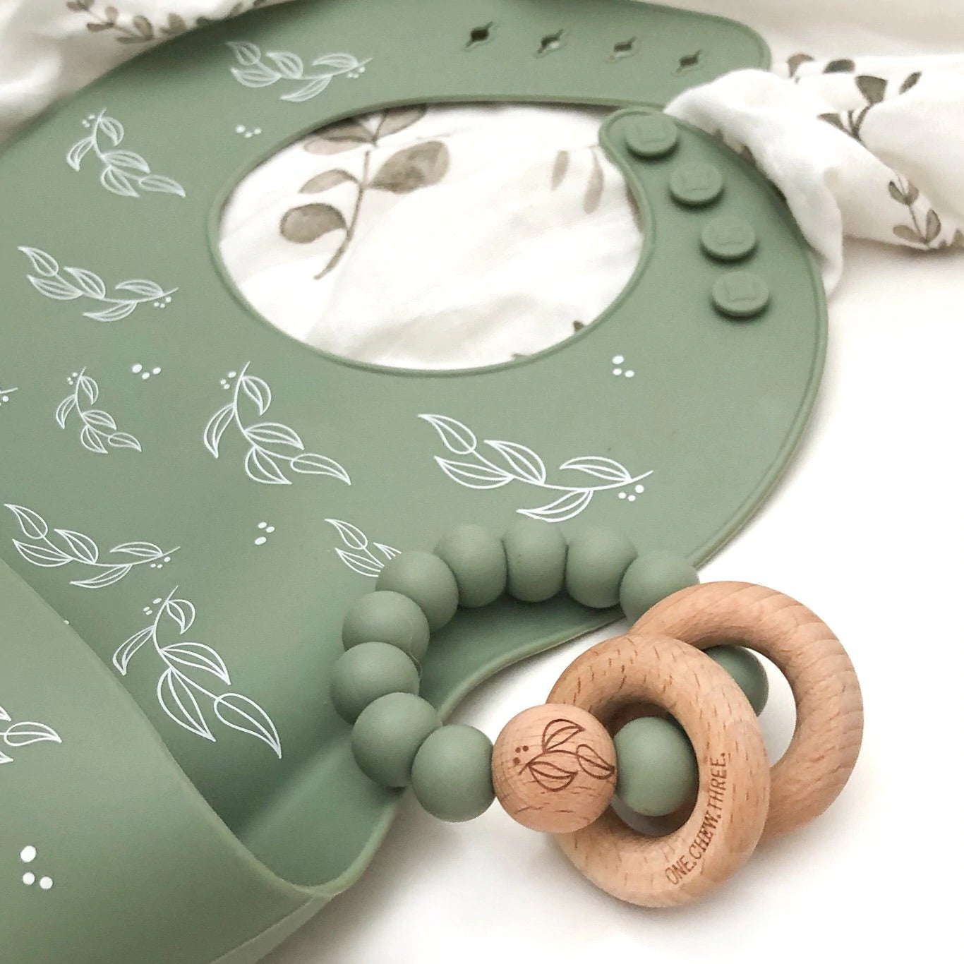 Silicone and Wood Rattle Teether - Elements