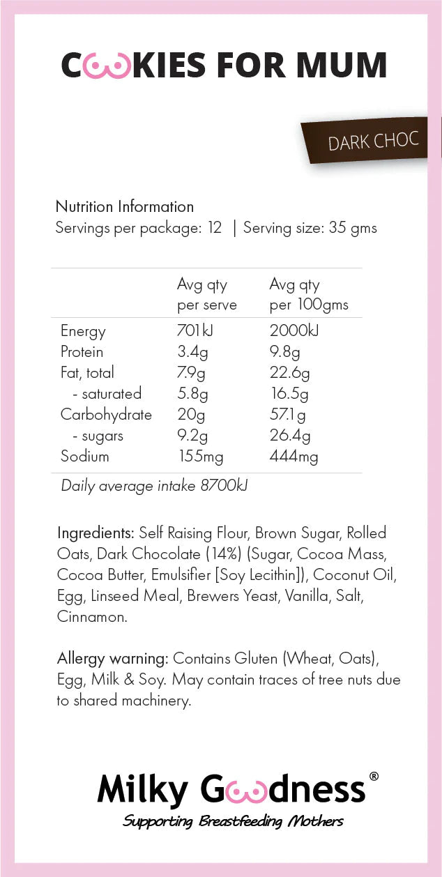 Lactation Cookies - Dark Choc Chip
